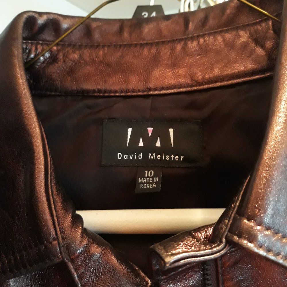 David Meister Metallic Leather Jacket - Picture 4 of 5